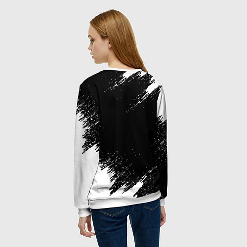 Женский свитшот Реал Мадрид черно белые краски / 3D-Белый – фото 4