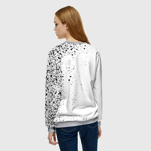 Женский свитшот Реал Мадрид черно белые краски / 3D-Меланж – фото 4