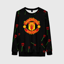 Свитшот женский Манчестер Юнайтед розы, цвет: 3D-черный