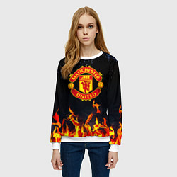 Свитшот женский Манчестер Юнайтед лёд и огонь, цвет: 3D-белый — фото 2
