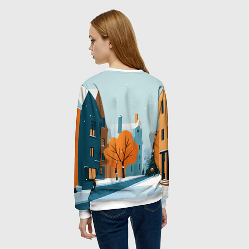 Женский свитшот Новогодняя улица / 3D-Белый – фото 4
