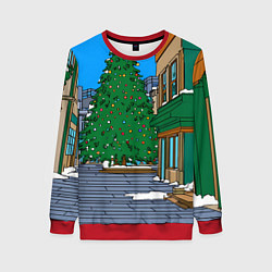 Женский свитшот Мультяшный новогодний двор