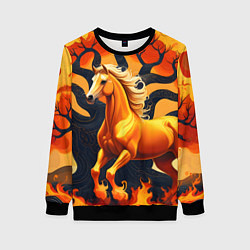 Женский свитшот Огненная лошадь и дерево
