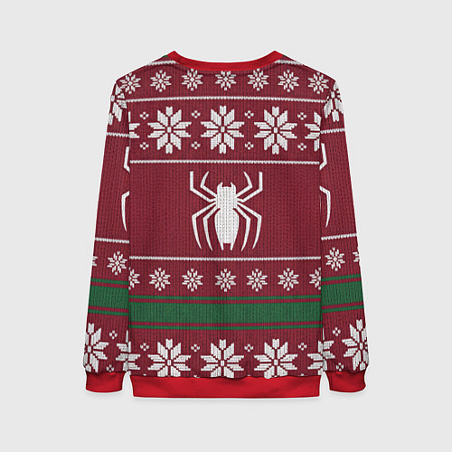 Женский свитшот Рождественский свитер Человека паука / 3D-Красный – фото 2
