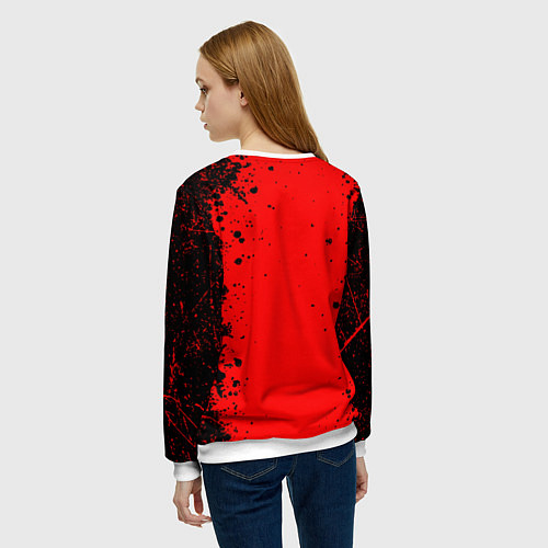 Женский свитшот Stalker - черное на красном / 3D-Белый – фото 4