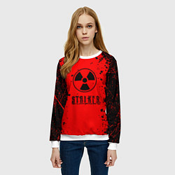 Свитшот женский Stalker - черное на красном, цвет: 3D-белый — фото 2