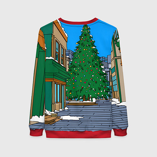 Женский свитшот Новогодняя лошадка и елка / 3D-Красный – фото 2