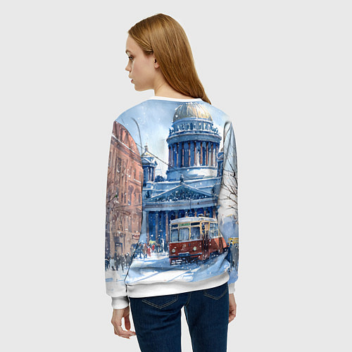 Женский свитшот Снежный Санкт-Петербург / 3D-Белый – фото 4
