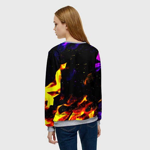 Женский свитшот Реал Мадрид огонь текстура / 3D-Меланж – фото 4