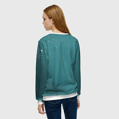 Женский свитшот Новогодний недовольный бульдог / 3D-Белый – фото 4