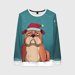 Женский свитшот Новогодний недовольный бульдог
