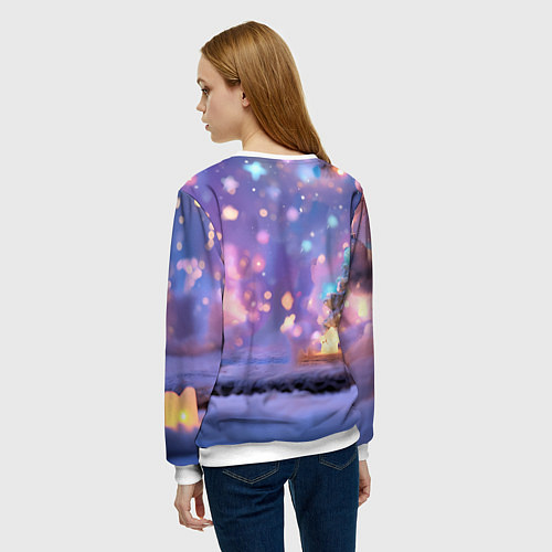 Женский свитшот Новогодний пушистый щенок / 3D-Белый – фото 4