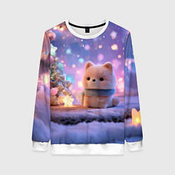 Женский свитшот Новогодний пушистый щенок