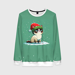 Женский свитшот Новогодний мем котик