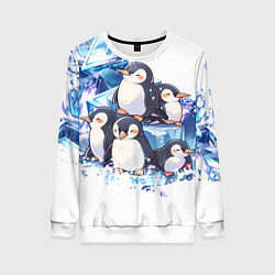 Свитшот женский Пингвины и лёд, цвет: 3D-белый