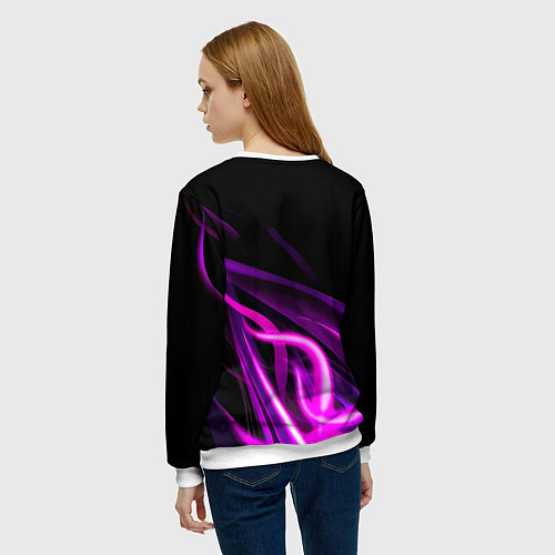 Женский свитшот Барселона неоновый огонь текстура / 3D-Белый – фото 4