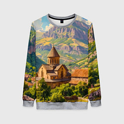 Женский свитшот Горный покой: храм среди облаков