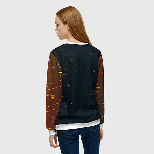 Женский свитшот Новогодняя мандариновая лошадь / 3D-Белый – фото 4