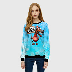 Свитшот женский Лошадь встречает 2026, цвет: 3D-черный — фото 2