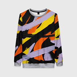 Свитшот женский Полоски краски абстракция, цвет: 3D-меланж