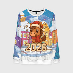 Женский свитшот Лошадка в новогоднем городке