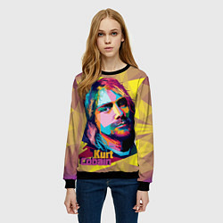 Свитшот женский Kurt Cobain: Abstraction, цвет: 3D-черный — фото 2