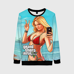 Свитшот женский GTA 5: Selfie Girl, цвет: 3D-черный