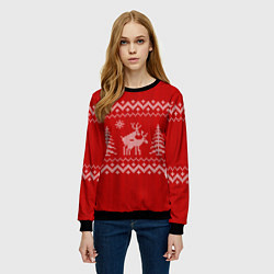 Свитшот женский Олени под елками, цвет: 3D-черный — фото 2