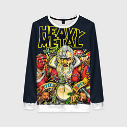 Свитшот женский Heavy Metal Santa, цвет: 3D-белый