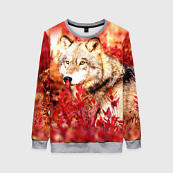 Свитшот женский Осенний волк, цвет: 3D-меланж