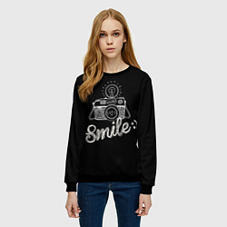 Свитшот женский Smile, цвет: 3D-черный — фото 2