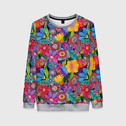 Свитшот женский Яркие цветы, цвет: 3D-меланж