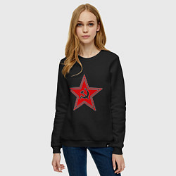 Свитшот хлопковый женский Звезда СССР, цвет: черный — фото 2