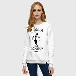 Свитшот хлопковый женский Russia Boxing Team, цвет: белый — фото 2