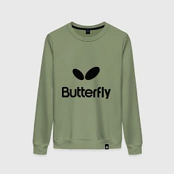 Свитшот хлопковый женский Butterfly Logo, цвет: авокадо