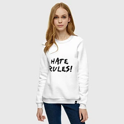 Свитшот хлопковый женский Hate rules, цвет: белый — фото 2