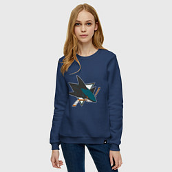 Свитшот хлопковый женский San Jose Sharks, цвет: тёмно-синий — фото 2