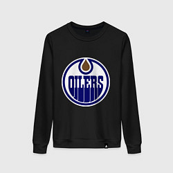 Свитшот хлопковый женский Edmonton Oilers, цвет: черный