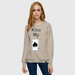 Свитшот хлопковый женский Kiss my card, цвет: миндальный — фото 2