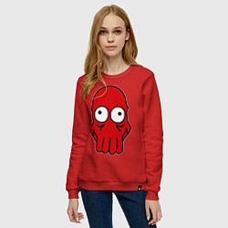 Свитшот хлопковый женский Dr. Zoidberg Face, цвет: красный — фото 2