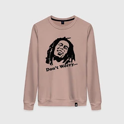 Свитшот хлопковый женский Bob Marley: Don't worry, цвет: пыльно-розовый
