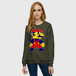 Свитшот хлопковый женский Pixel Mario, цвет: хаки — фото 2