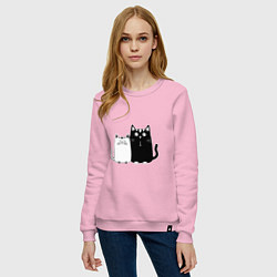 Свитшот хлопковый женский Удивленные коты, цвет: светло-розовый — фото 2