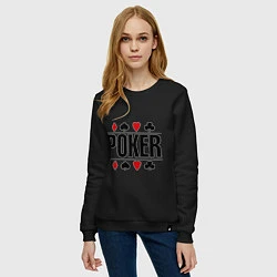 Свитшот хлопковый женский Poker, цвет: черный — фото 2