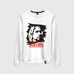 Свитшот хлопковый женский Nirvana: Kurt Cobain, цвет: белый
