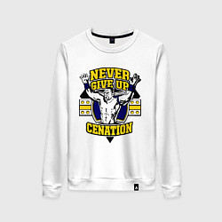 Свитшот хлопковый женский Never Give Up: Cenation, цвет: белый