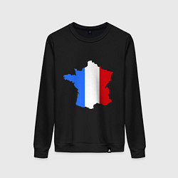Свитшот хлопковый женский Франция (France), цвет: черный