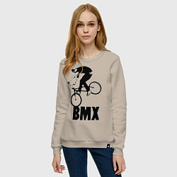 Свитшот хлопковый женский BMX 3, цвет: миндальный — фото 2