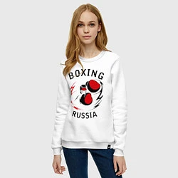 Свитшот хлопковый женский Boxing Russia Forever, цвет: белый — фото 2