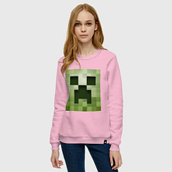 Свитшот хлопковый женский Мinecraft creeper, цвет: светло-розовый — фото 2